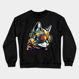 Colorful Cat - A Cat In A Ski Googles Skiing Skier Crewneck Sweatshirt